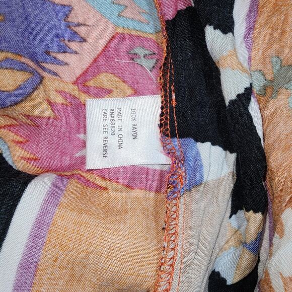 CHRISTIAN SIRIANO sz L rayon print palazzo pants - Picture 5 of 5